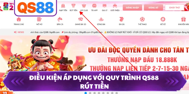 Điều kiện áp dụng với quy trình QS88 rút tiền